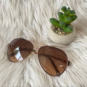 Tahari Rosegold Aviator Sunglasses